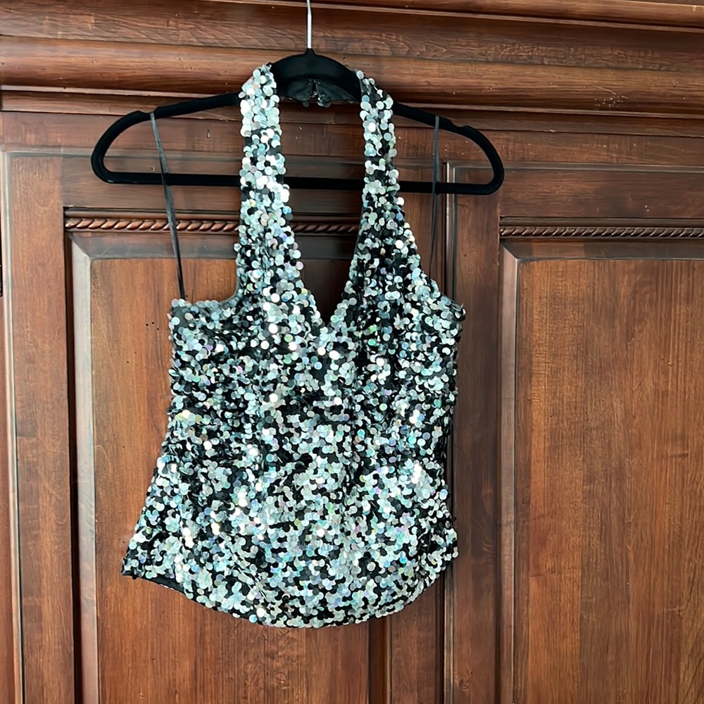Sequined halter top